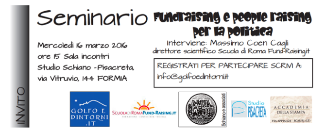 Fundraising e people raising per la politica- seminario gratuito a Formia